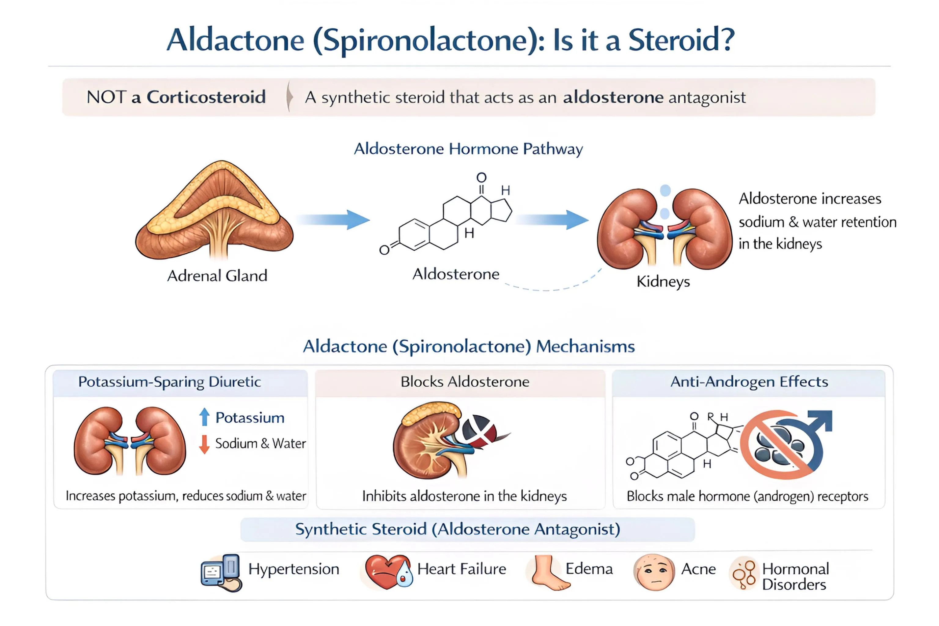 Is Aldactone a steroid? Explanation of spironolactone uses and how it works